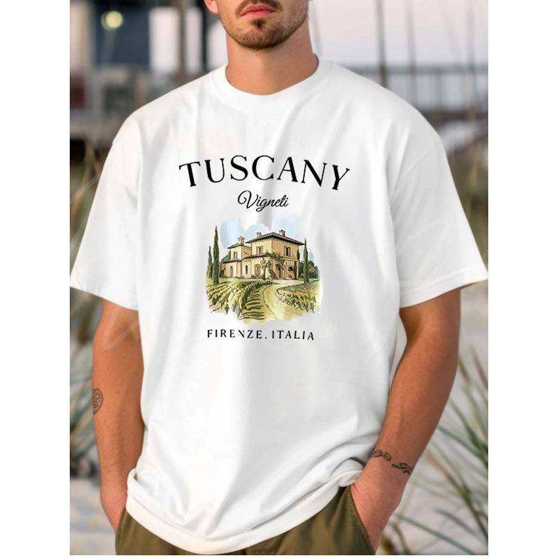 European sizes White Men s T - Shirt: Tuscany Vineyard Landscape Print 4XL білий
European sizes White Men s T - Shirt: Tuscany Vineyard Landscape Print 4XL білий