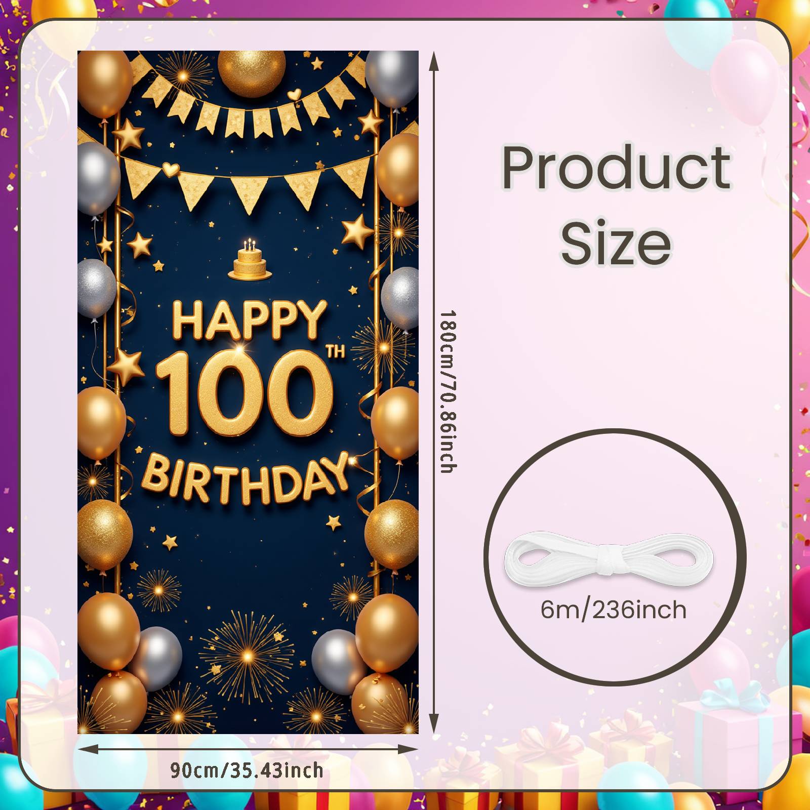 Birthday Celebration Banner Golden Glitter 100th Birthday Backdrop Centenarian Party Banner Luxurious For Birthday Photo
Birthday Celebration Banner Golden Glitter 100th Birthday Backdrop Centenarian Party Banner Luxurious For Birthday Photo