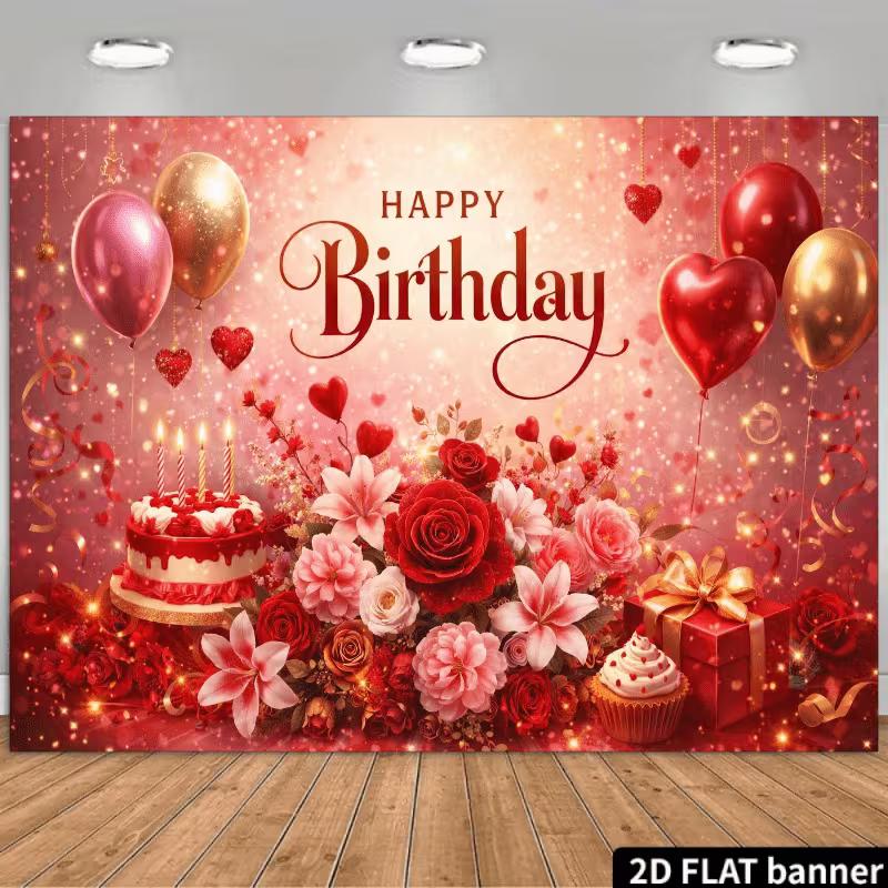 2D Romantic Red Gold Birthday Backdrop, Glitter & Heart Photography Banner 47.2x31.5inch/120*80cm
2D Romantic Red Gold Birthday Backdrop, Glitter & Heart Photography Banner 47.2x31.5inch/120*80cm