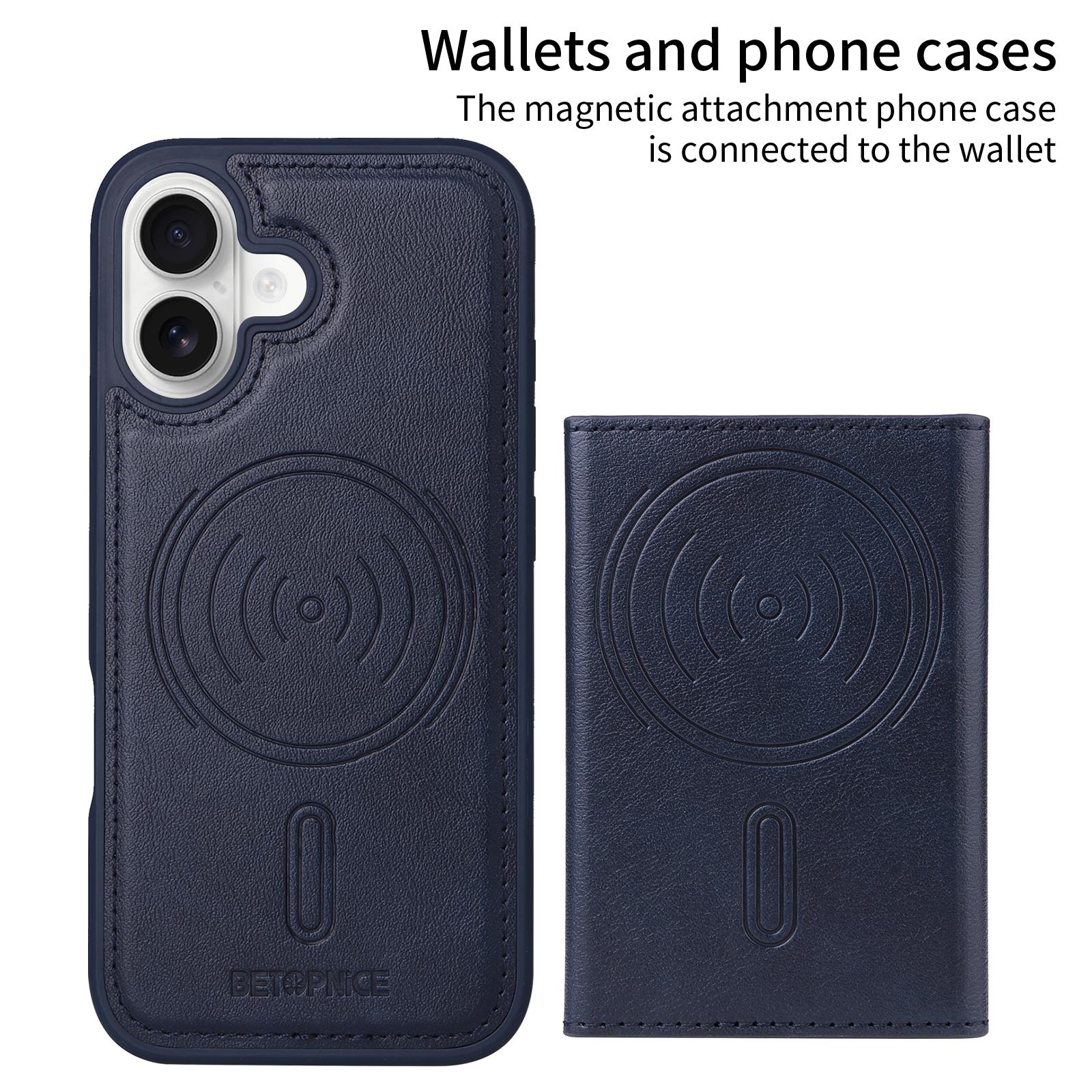 For iPhone 16 Magnetic Case BETOPNICE Leather Phone Cover Kickstand with Detachable Card Bag Blue
For iPhone 16 Magnetic Case BETOPNICE Leather Phone Cover Kickstand with Detachable Card Bag Blue