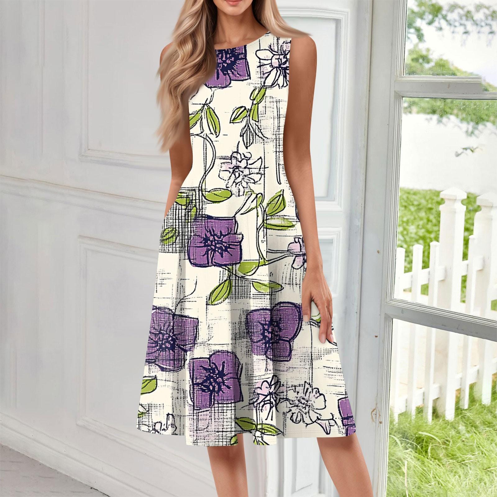 Женское повседневное модное платье миди с цветочным принтом и круглым вырезом без рукавов XXXL фиолетовый
Женское повседневное модное платье миди с цветочным принтом и круглым вырезом без рукавов XXXL фиолетовый