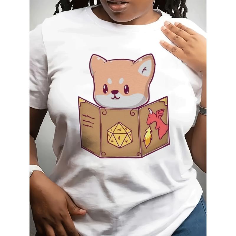 Plus Size, Women s Plus Size Shiba Inu & Board Game Graphic T-Shirt - Cute Cartoon Dog with Dice & Feathers Design, Soft Breathable Fabric, S белый
Plus Size, Women s Plus Size Shiba Inu & Board Game Graphic T-Shirt - Cute Cartoon Dog with Dice & Feathers Design, Soft Breathable Fabric, S белый