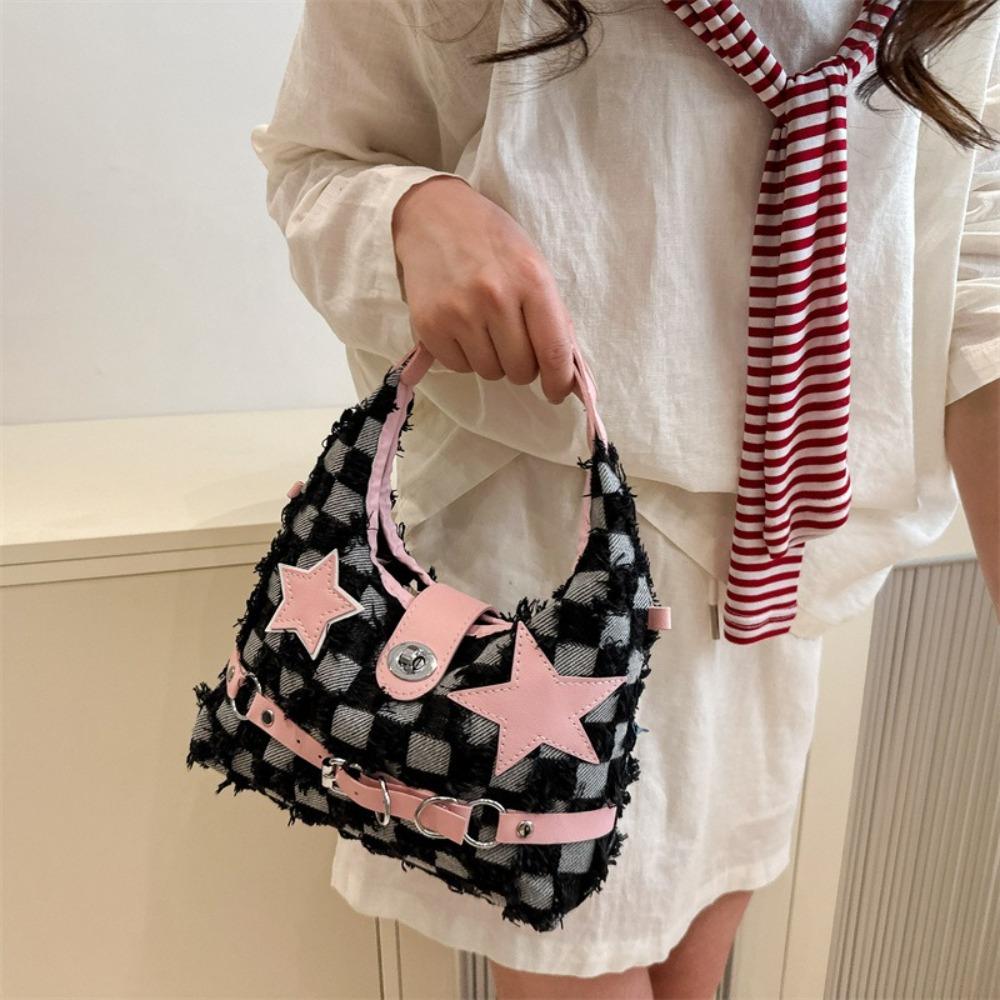 Aesthetic Denim Shoulder Bag Plaid Crossbody Bag All-match Pink Star Handbags Female Style 4
Aesthetic Denim Shoulder Bag Plaid Crossbody Bag All-match Pink Star Handbags Female Style 4