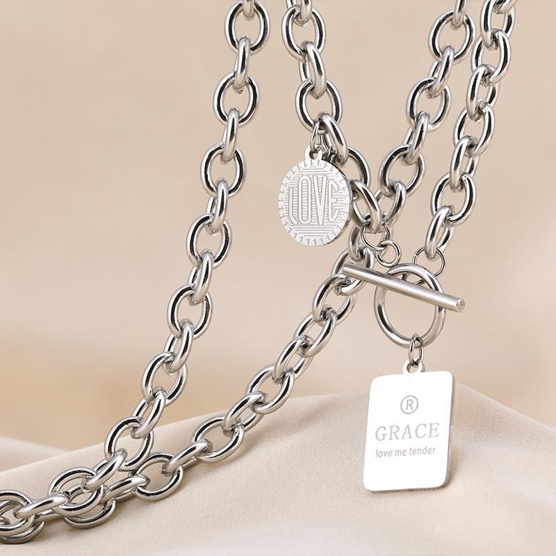 Titanium Elegant Womens Steel Necklace With Eyecatching Letter Pendant And Cross Design
Titanium Elegant Womens Steel Necklace With Eyecatching Letter Pendant And Cross Design