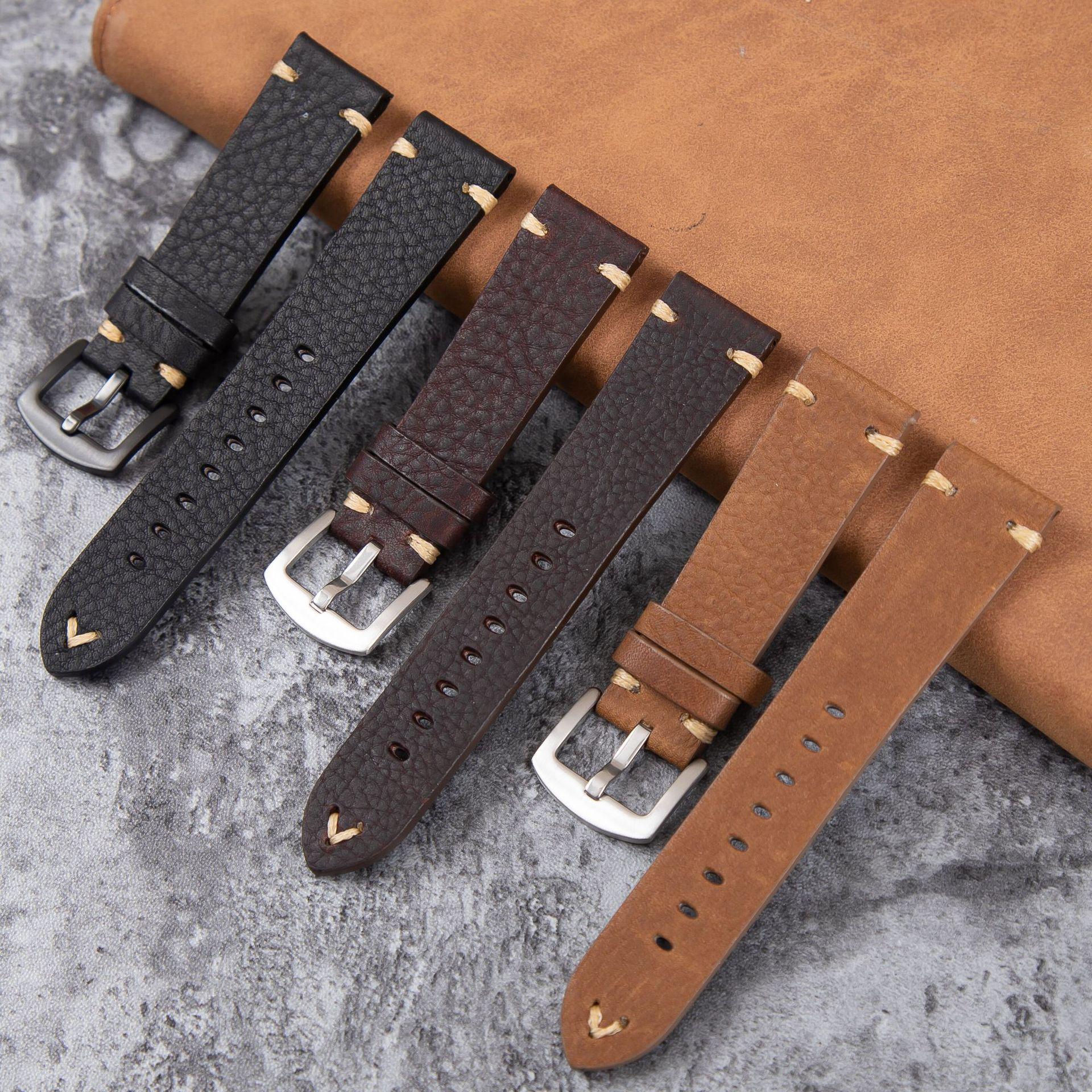 Retro Color-Changing Oil-Tumbled Leather Watch Strap, Lychee Pattern, Soft Genuine Leather, Available in 18, 20, 22mm. 18mm
Retro Color-Changing Oil-Tumbled Leather Watch Strap, Lychee Pattern, Soft Genuine Leather, Available in 18, 20, 22mm. 18mm