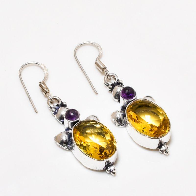 Ювелирные серьги ручной работы с цитрином и аметистом, посеребренные 925 пробы, 1,70 дюйма
Ювелирные серьги ручной работы с цитрином и аметистом, посеребренные 925 пробы, 1,70 дюйма