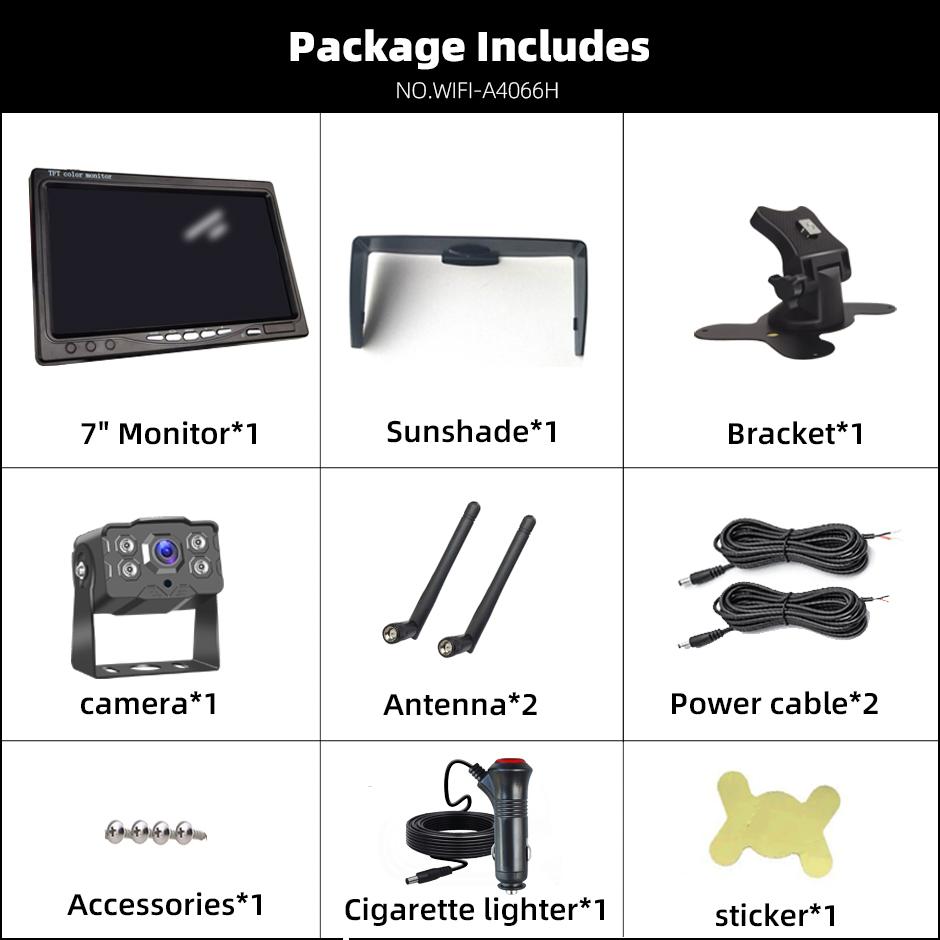 Wireless Backup Camera Rear View Cam BSD AI Detection 7 Monitor AHD for Truck Bus RV Camper Trailer Excavator PickupTrailer
Wireless Backup Camera Rear View Cam BSD AI Detection 7 Monitor AHD for Truck Bus RV Camper Trailer Excavator PickupTrailer