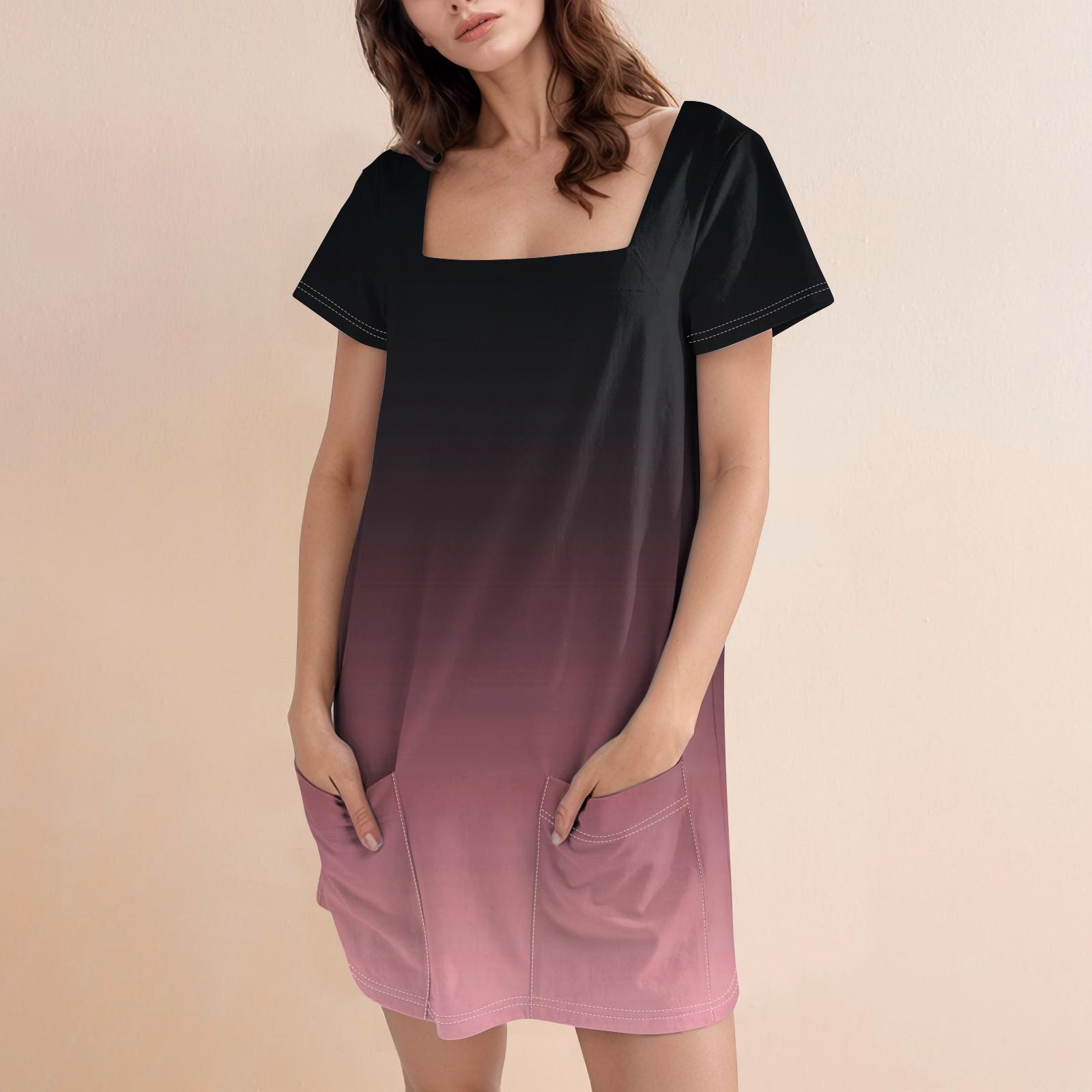 Women s Fashion Casual Print Square Neck Short Sleeve Short Dress M рожевий
Women s Fashion Casual Print Square Neck Short Sleeve Short Dress M рожевий