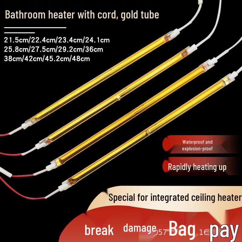 Electric Ceiling Bathroom Heater Lamp Tube - Available in 21.5cm to 42cm Sizes 21.5cm Gold Heating Tube, Wired
Electric Ceiling Bathroom Heater Lamp Tube - Available in 21.5cm to 42cm Sizes 21.5cm Gold Heating Tube, Wired