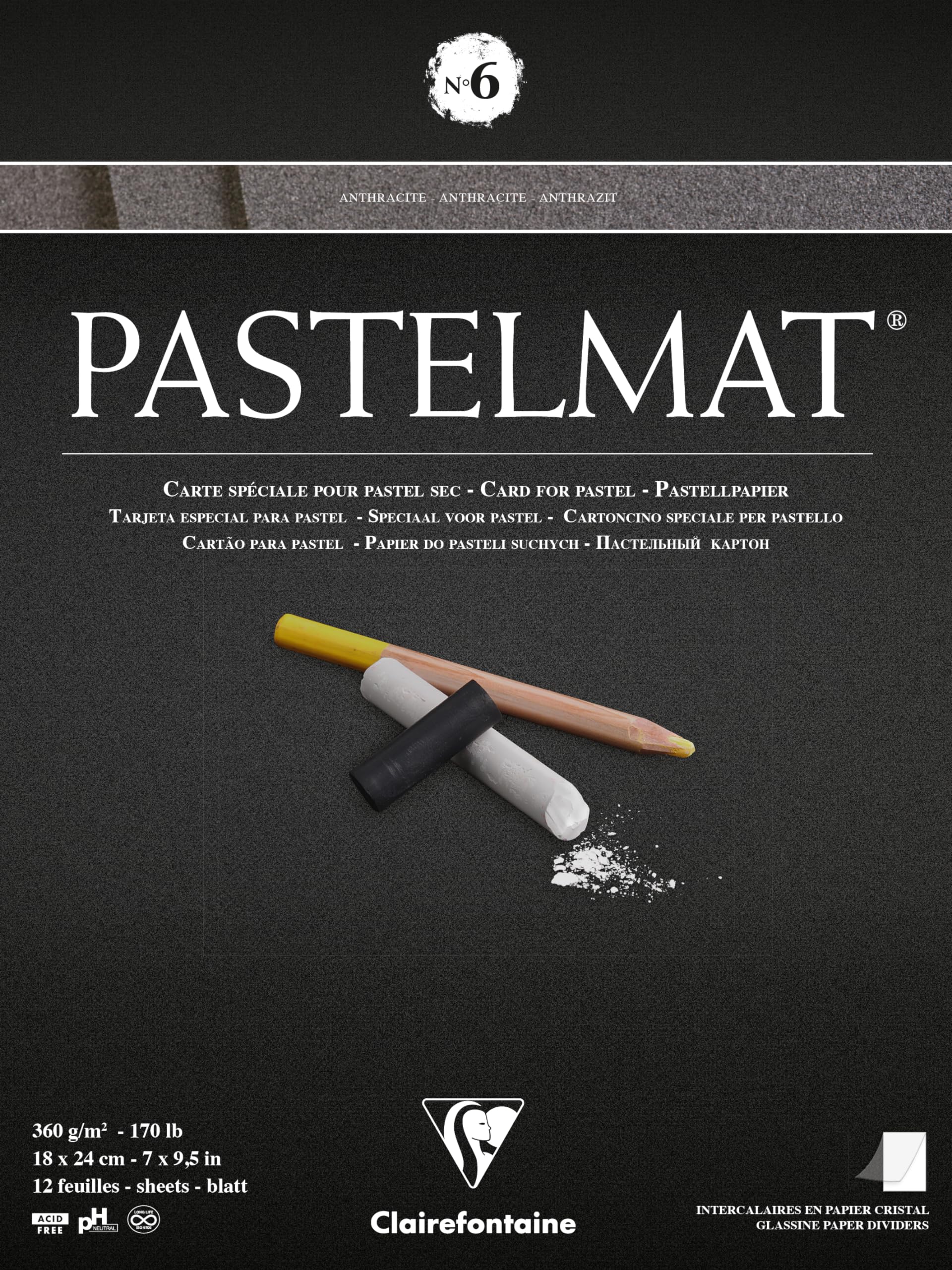 Clairefontaine Pastel Mat Block 18x24 см 12 листов Нейтральная бумага Пастельный карандаш Цветной карандаш Clairefontaine cf96003 № 6 360 г/м² Бескислотный чёрный
Clairefontaine Pastel Mat Block 18x24 см 12 листов Нейтральная бумага Пастельный карандаш Цветной карандаш Clairefontaine cf96003 № 6 360 г/м² Бескислотный чёрный