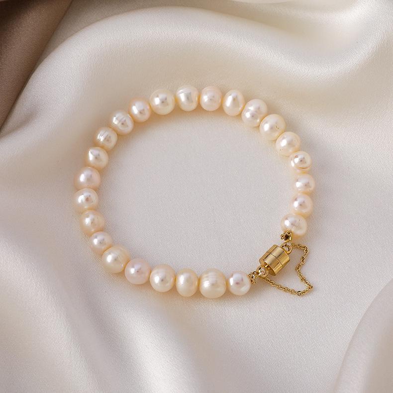 Round Magnet Freshwater Pearl Bracelet for Girls - Simple Cold Style with Irregular Beads
Round Magnet Freshwater Pearl Bracelet for Girls - Simple Cold Style with Irregular Beads