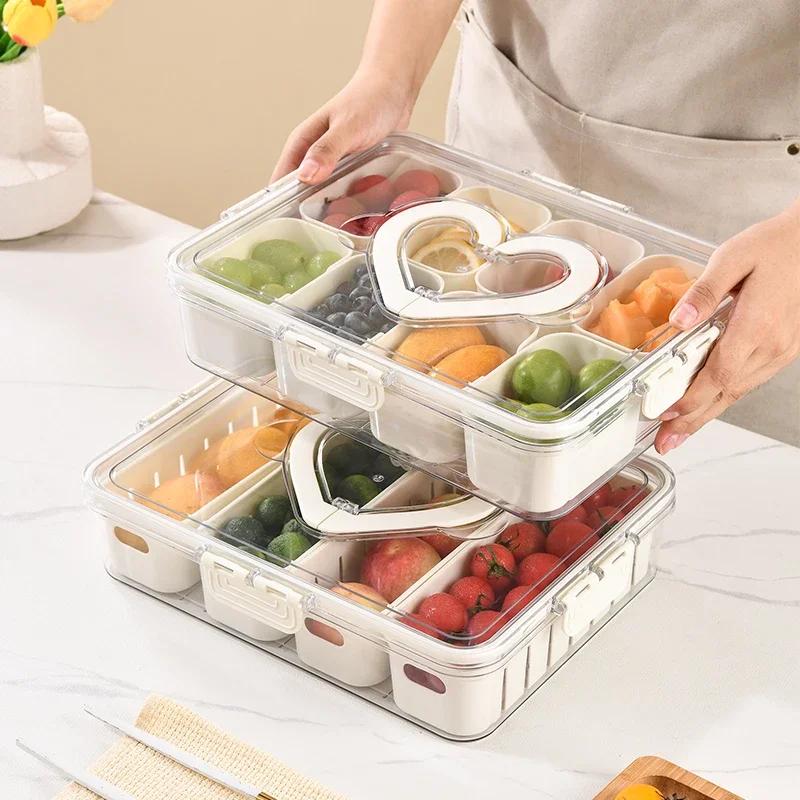 Portable Snackle Box Fruit Storage Containers for Fridge Divided Serving Tray with Lid & Handle for Travel Picnic Candy Party
Portable Snackle Box Fruit Storage Containers for Fridge Divided Serving Tray with Lid & Handle for Travel Picnic Candy Party