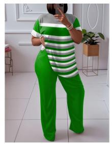 Women Striped Short Sleeve Top High Waist Wide Leg Pants Set Casual Loose Fit Two Piece Outfit 5XL
Women Striped Short Sleeve Top High Waist Wide Leg Pants Set Casual Loose Fit Two Piece Outfit 5XL