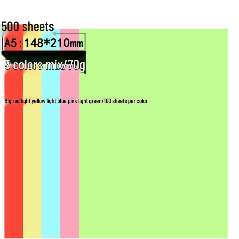 500 Sheets of A5 Colored Paper for Children s Crafts and Printing
500 Sheets of A5 Colored Paper for Children s Crafts and Printing