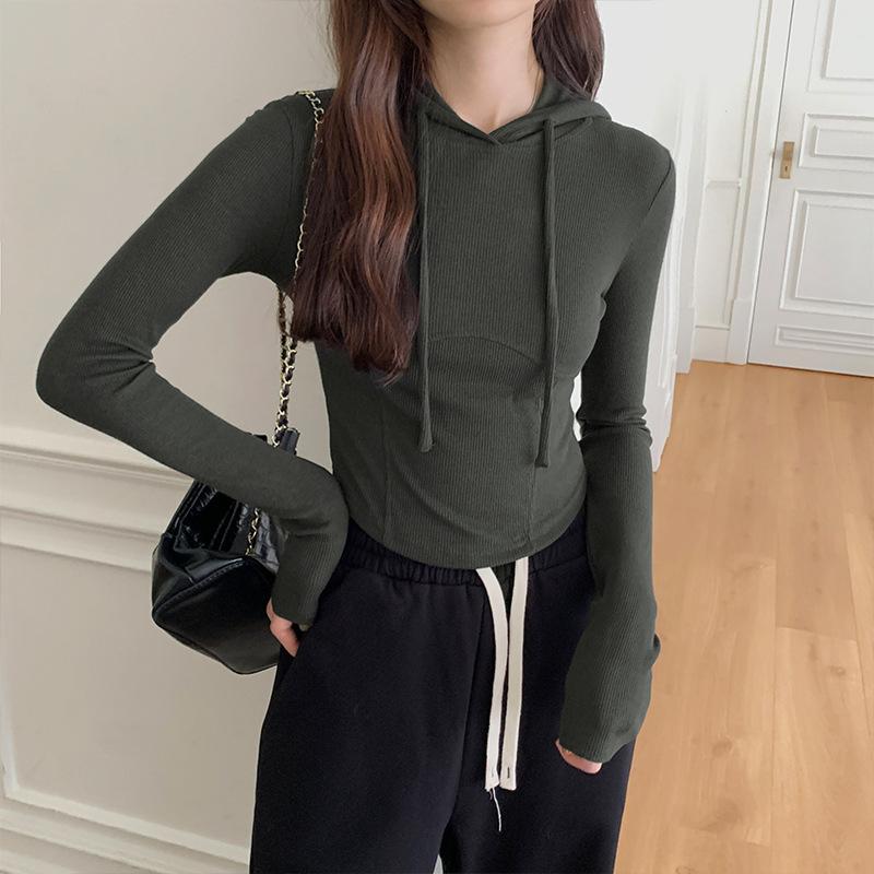 Тонкая и узкая короткая футболка с длинными рукавами для женщин на осень, новая рубашка с капюшоном для невысоких людей, составные топы XL
Тонкая и узкая короткая футболка с длинными рукавами для женщин на осень, новая рубашка с капюшоном для невысоких людей, составные топы XL