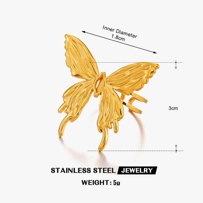 Stainless Steel Gold Color Butterfly Open Rings For Women Exaggerated Metal Flower Adjustable Ring Waterproof Zircon Gifts
Stainless Steel Gold Color Butterfly Open Rings For Women Exaggerated Metal Flower Adjustable Ring Waterproof Zircon Gifts