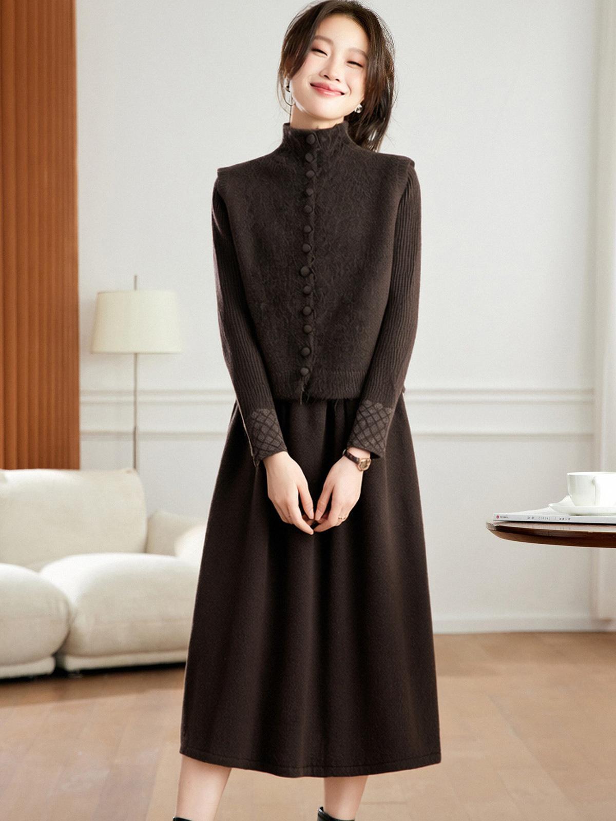 Premium Knit Dress & Cardigan Set for Women - Elegant Autumn/Winter 2025 Two-Piece Outfit XL fits 120-130 lbs кавовий
Premium Knit Dress & Cardigan Set for Women - Elegant Autumn/Winter 2025 Two-Piece Outfit XL fits 120-130 lbs кавовий