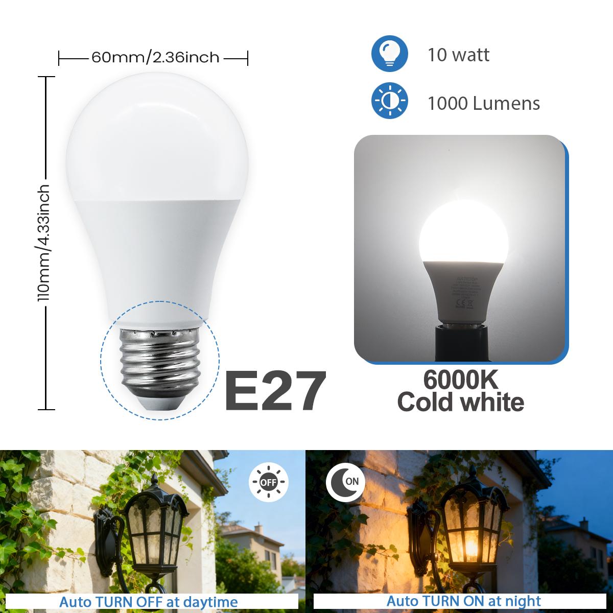 2pcs E27 B22 Led Bulb Light Dusk To Down Sensor 230V 110V 3000K 4000K 6000K 10W 1000LM Lamp for Porch Corridor Outdoor Lighting 10W&2PCS&AC85-265V
2pcs E27 B22 Led Bulb Light Dusk To Down Sensor 230V 110V 3000K 4000K 6000K 10W 1000LM Lamp for Porch Corridor Outdoor Lighting 10W&2PCS&AC85-265V