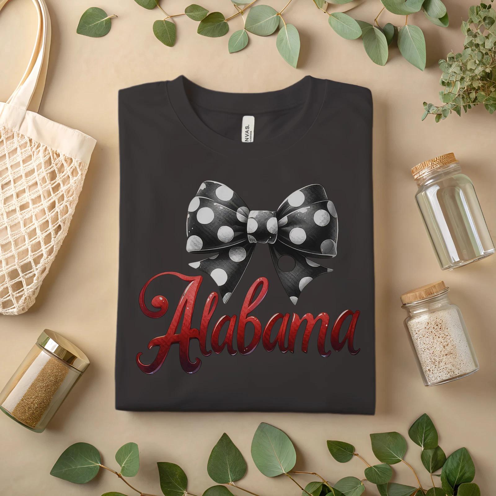 Alabama T-Shirt – Polka Dot Bow Southern Charm Graphic Tee A495 L
Alabama T-Shirt – Polka Dot Bow Southern Charm Graphic Tee A495 L
