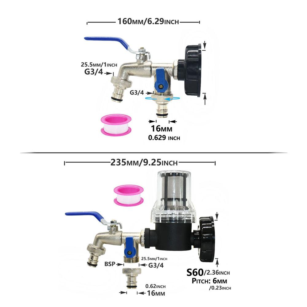 1000 Liter IBC Tank Tap Adapter Nipple S60X6 Thread 1/2-way Garden Hose Quick Connect Faucet Alloy Tank Valve Fitting
1000 Liter IBC Tank Tap Adapter Nipple S60X6 Thread 1/2-way Garden Hose Quick Connect Faucet Alloy Tank Valve Fitting