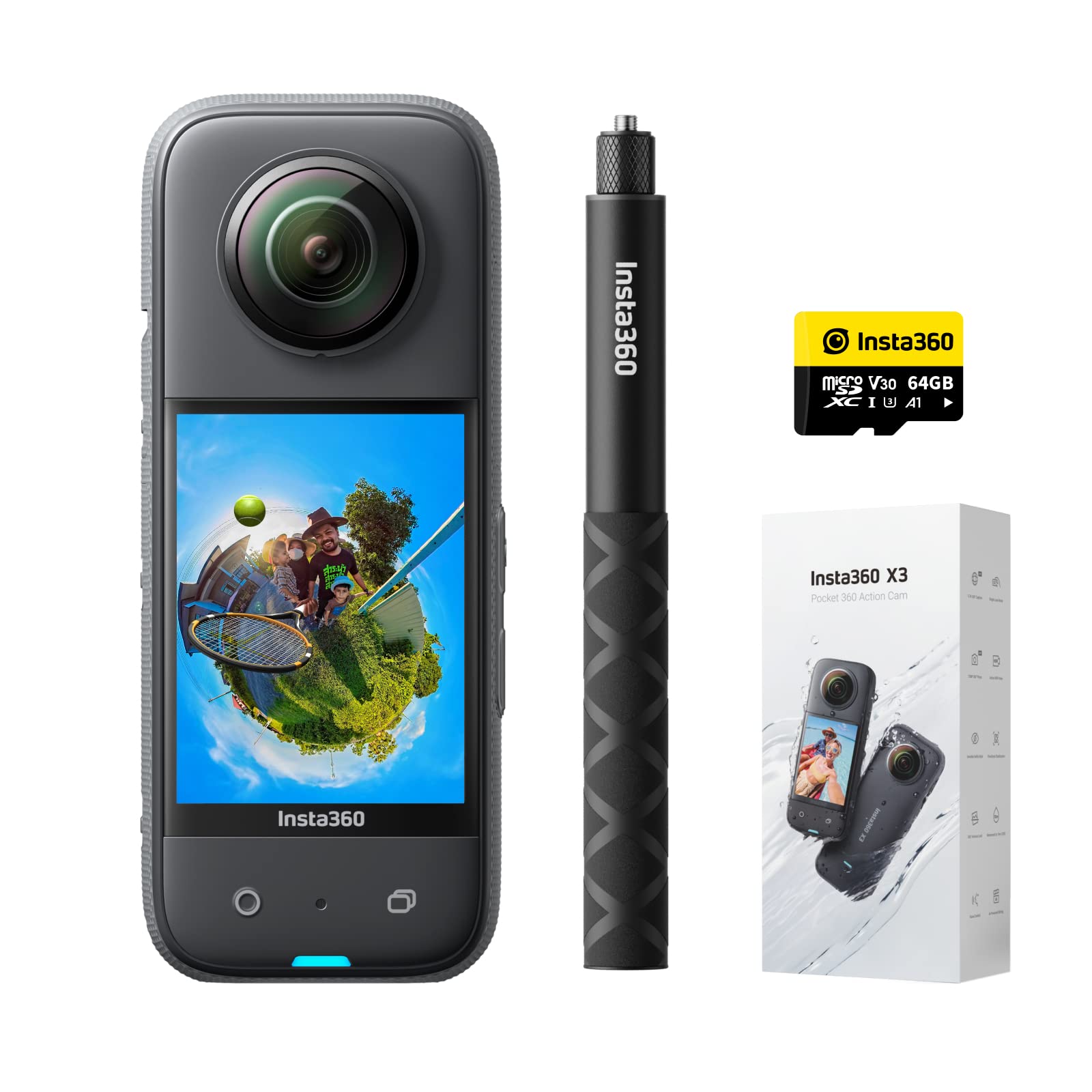 Режим веб-камери Insta360 для прямих трансляцій і підводної зйомки Комплект палиць для селфі SD-карта 64 ГБ Vlog, велосипед, - чорний
Режим веб-камери Insta360 для прямих трансляцій і підводної зйомки Комплект палиць для селфі SD-карта 64 ГБ Vlog, велосипед, - чорний