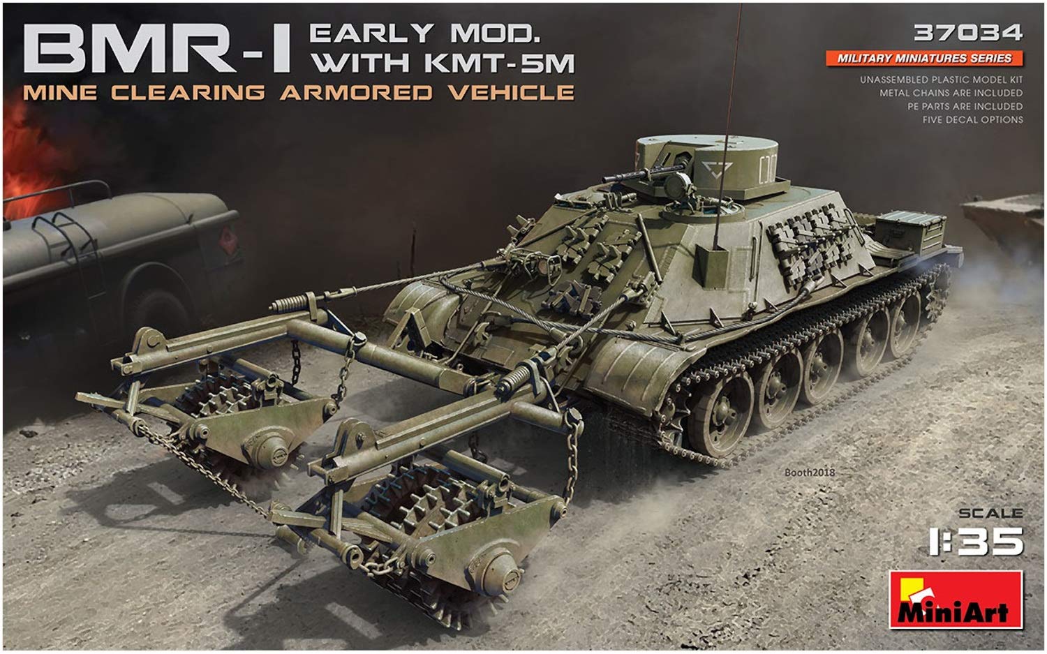 Miniart Soviet Army Early Model Mine Clearance Vehicle Plastic Model MA37034 1/35 BMR-1 KMT-5M
Miniart Soviet Army Early Model Mine Clearance Vehicle Plastic Model MA37034 1/35 BMR-1 KMT-5M