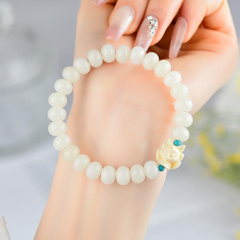 White Jade Nine-Tailed Fox Bodhi Bracelet – New Chinese Style Buddhist Beads Women s Jewelry 
White Jade Nine-Tailed Fox Bodhi Bracelet – New Chinese Style Buddhist Beads Women s Jewelry