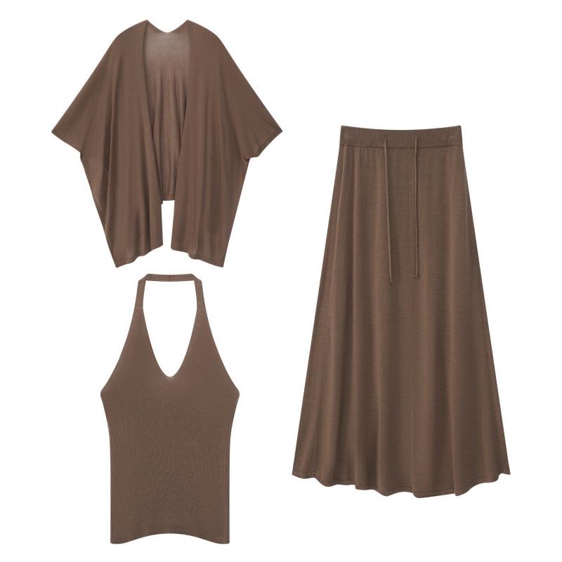 7806 Retro Knit Three-Piece Set: Camisole, Shawl, and Long Skirt for Spring Large світло-коричневого кольору
7806 Retro Knit Three-Piece Set: Camisole, Shawl, and Long Skirt for Spring Large світло-коричневого кольору