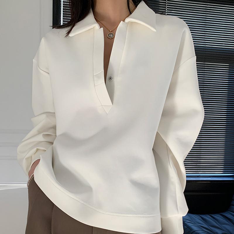 Женская толстовка, однотонный повседневный пуловер, модная свободная рубашка с воротником-поло M белый
Женская толстовка, однотонный повседневный пуловер, модная свободная рубашка с воротником-поло M белый