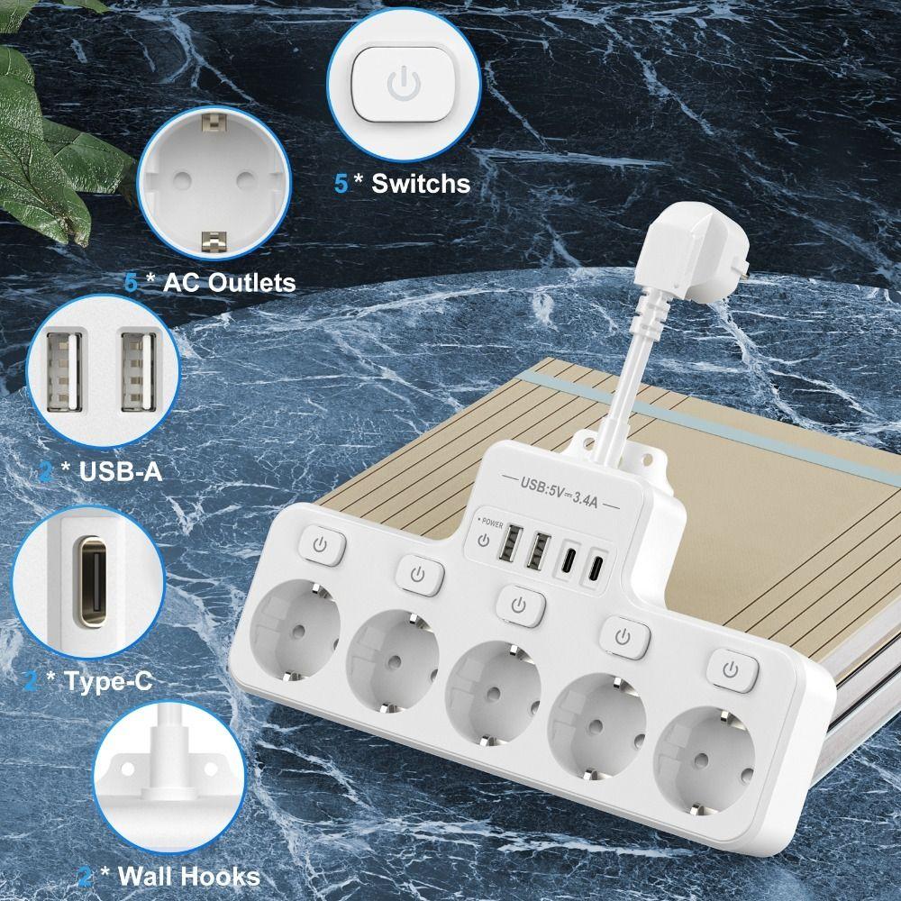EU Plug Power Adapter Power Strip Wall Power Socket Multi-plug Power Strip Hotel білий
EU Plug Power Adapter Power Strip Wall Power Socket Multi-plug Power Strip Hotel білий