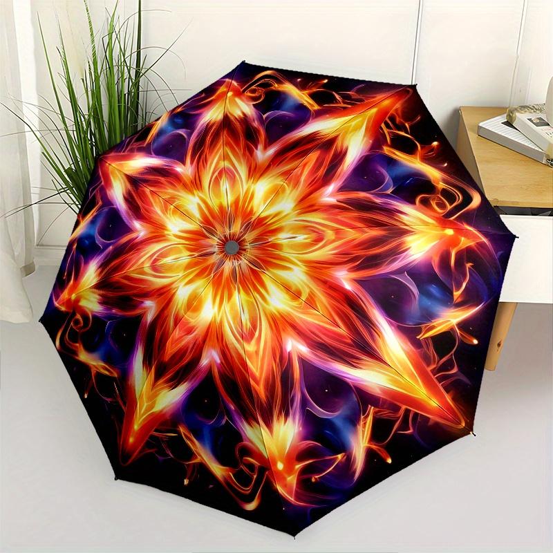 Flame Mandala Automatic folding umbrella simple eight rib design, bright color pattern, durable iron frame, ideal for travel and outdoor, b
Flame Mandala Automatic folding umbrella simple eight rib design, bright color pattern, durable iron frame, ideal for travel and outdoor, b