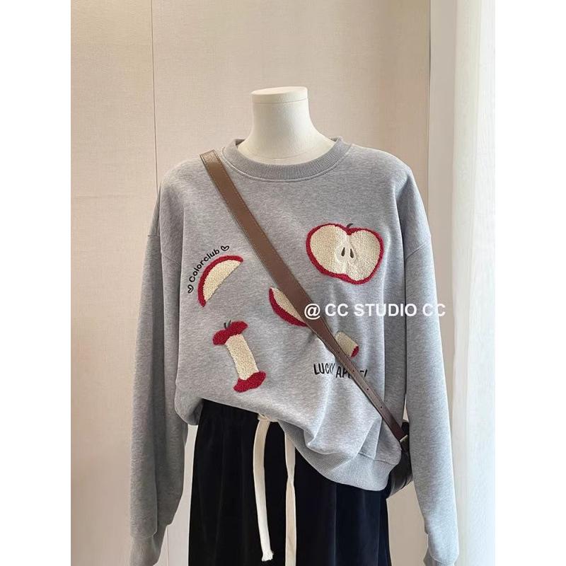 Plus Size Embroidered Apple Pullover Crew Neck Sweatshirt for Women - 2024 Autumn/Winter XL
Plus Size Embroidered Apple Pullover Crew Neck Sweatshirt for Women - 2024 Autumn/Winter XL