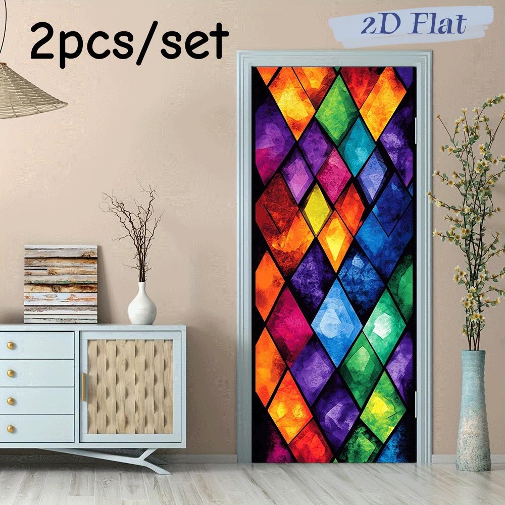 2pcs colored diamond patterned glass stickers, self-adhesive transparent window flower stickers, home decoration door stickers, (as the picture,38.5x200cmx2)
2pcs colored diamond patterned glass stickers, self-adhesive transparent window flower stickers, home decoration door stickers, (as the picture,38.5x200cmx2)
