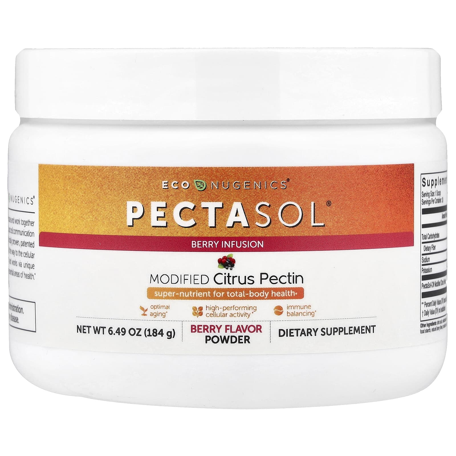 Econugenics, PectaSol® Modified Citrus Pectin, Berry Infusion, 6.49 oz (184 g)
Econugenics, PectaSol® Modified Citrus Pectin, Berry Infusion, 6.49 oz (184 g)