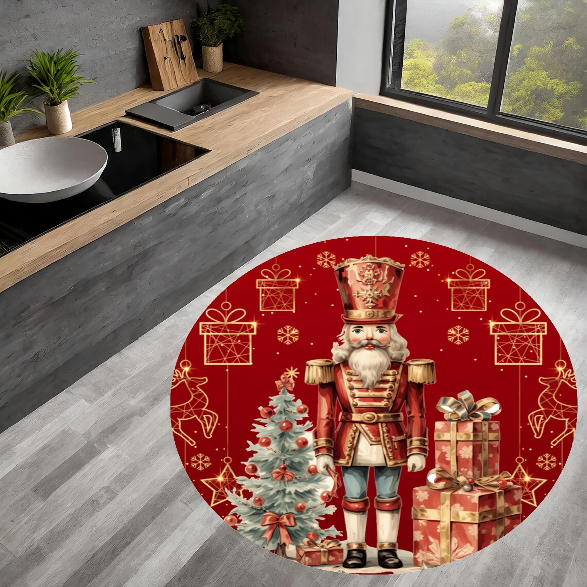 Nutcracker Soldier Christmas Round Rug, Red Gold Themed Mat with Tree Gifts Design for Living Room Bedroom Holiday Decor Diameter 60cm
Nutcracker Soldier Christmas Round Rug, Red Gold Themed Mat with Tree Gifts Design for Living Room Bedroom Holiday Decor Diameter 60cm
