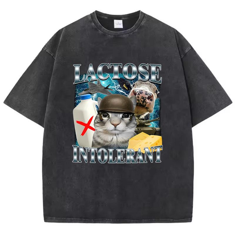 Retro T Shirt Vintage Washed Cotton T-Shirt Lactose Intolerant Funny Cat Meme Graphic Tee Casual Streetwear Spring 3XL
Retro T Shirt Vintage Washed Cotton T-Shirt Lactose Intolerant Funny Cat Meme Graphic Tee Casual Streetwear Spring 3XL
