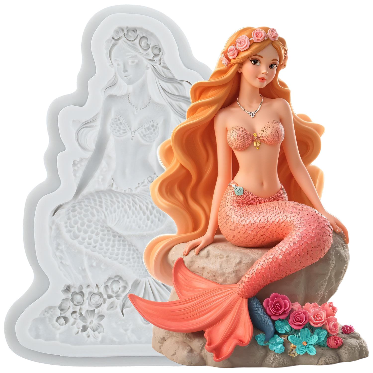 Силиконовые формы Русалка Форма для мастики Русалка Инструменты для украшения торта Топпер для кекса Конфета Шоколад Форма для гампасты серый