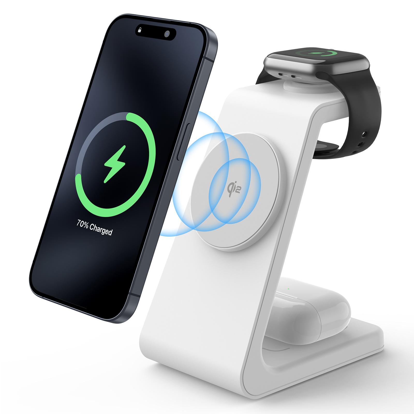 M3 Магнітна бездротова зарядка 3-в-1 для iPhone Apple Watch AirPods Док-станція для заряджання (Сертифіковано QI2/QI/CE/FCC/ROHS/UKCA) White
M3 Магнітна бездротова зарядка 3-в-1 для iPhone Apple Watch AirPods Док-станція для заряджання (Сертифіковано QI2/QI/CE/FCC/ROHS/UKCA) White