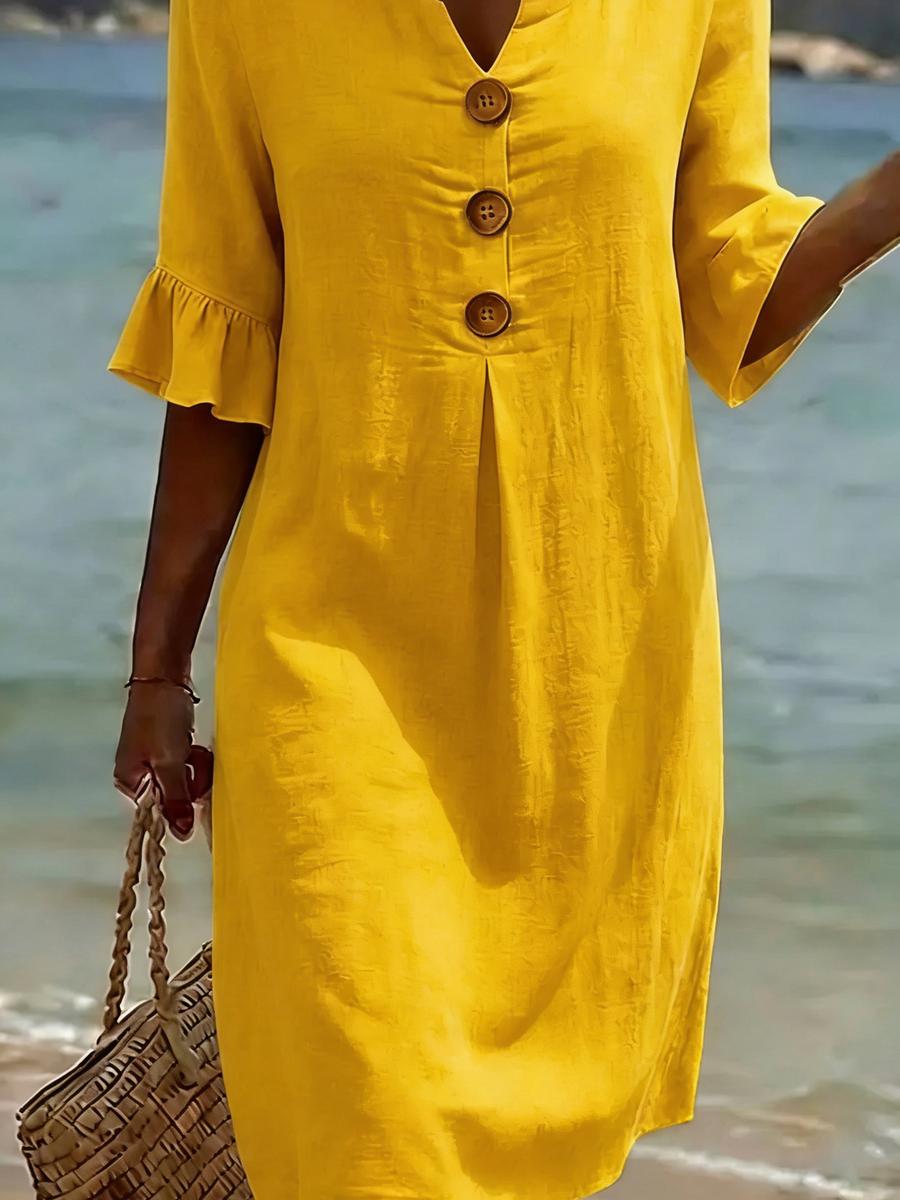 Summer New Women Solid Casual Comfortable Cotton Dress 3XL жовтий
Summer New Women Solid Casual Comfortable Cotton Dress 3XL жовтий