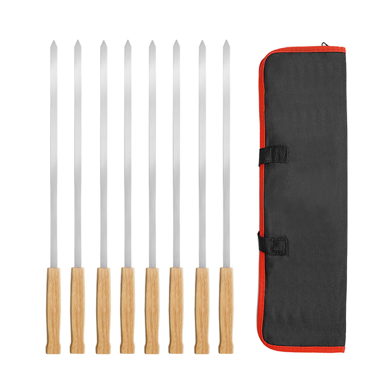 8Pcs Barbecue Skewers with Wooden Handle Stainless Steel Flat Long Shish Kebab Skewers for Chicken BBQ Meats Vegetables Seafood
8Pcs Barbecue Skewers with Wooden Handle Stainless Steel Flat Long Shish Kebab Skewers for Chicken BBQ Meats Vegetables Seafood