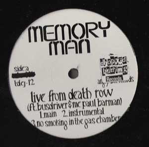 12inch Record MEMORY MAN - Live From Death Row TDCJ12 Chopped Herring 2007 US Rap & Hip-Hop/R&B Used
12inch Record MEMORY MAN - Live From Death Row TDCJ12 Chopped Herring 2007 US Rap & Hip-Hop/R&B Used