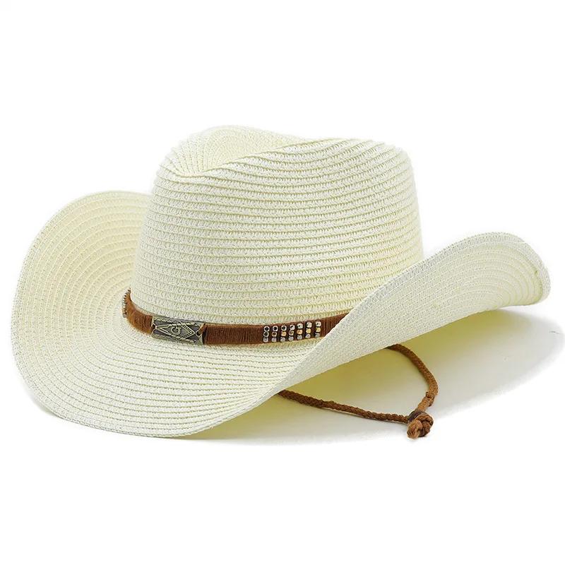 Women Men Cowboy Hat Summer Wide Brim Western Cowgirl Straw Hats Fashion West Fancy Dress Party Headwear Unisex Cap 56-58 cm молоко, білий колір
Women Men Cowboy Hat Summer Wide Brim Western Cowgirl Straw Hats Fashion West Fancy Dress Party Headwear Unisex Cap 56-58 cm молоко, білий колір