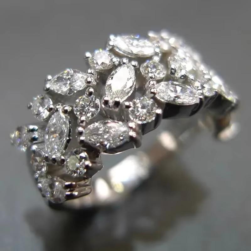 Изысканные ослепительные кольца Huitan, женские модные очаровательные блестящие аксессуары для пальцев с кубическим цирконием, яркие, оригинальные украшения для вечеринок в виде листьев 10