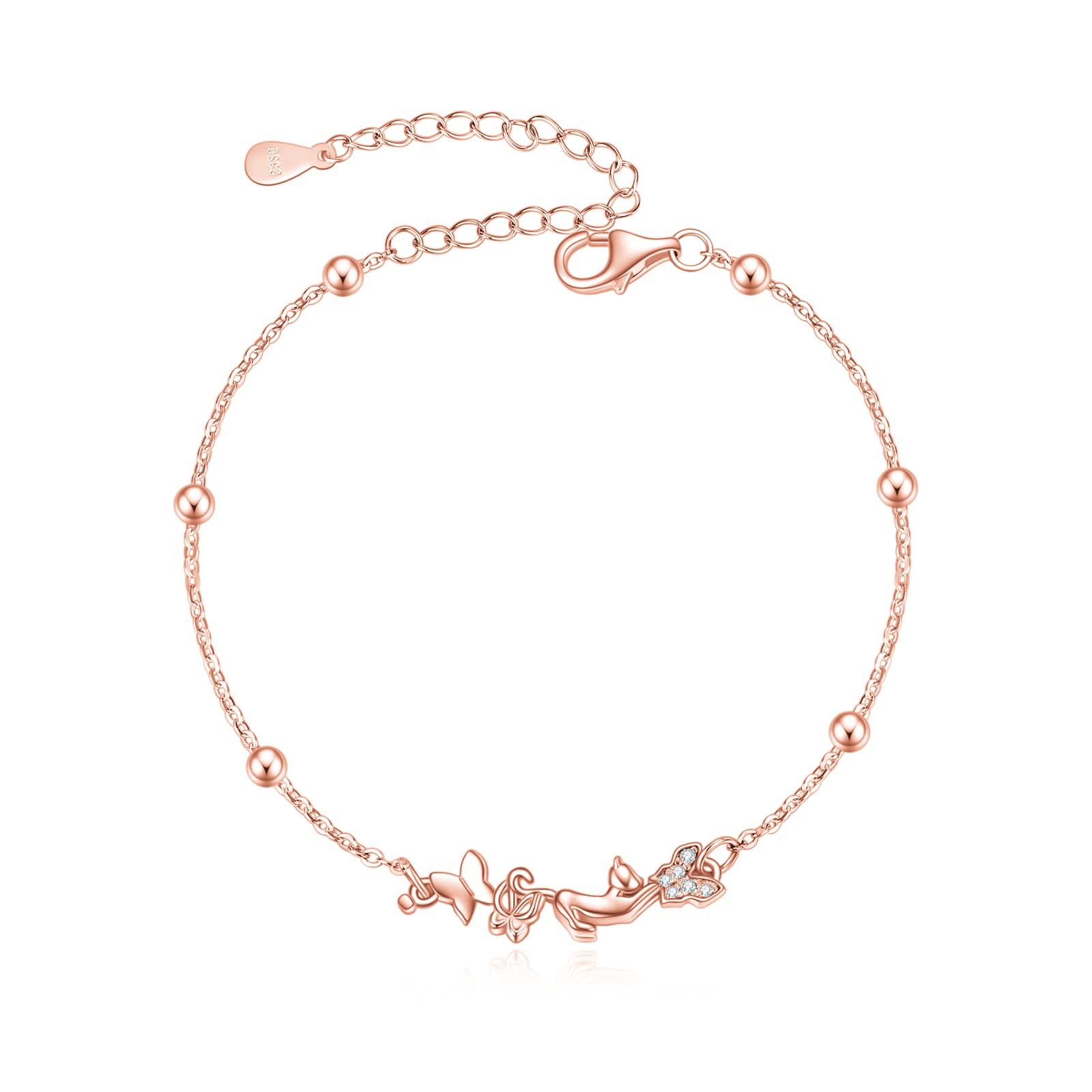 LUHE Butterfly and Cat Bracelet for Highest Grade Hypoallergenic to Pink Gold 925 Birthday Cat Accessories Women, Popular, Cute, Zirconia, Metal, 
LUHE Butterfly and Cat Bracelet for Highest Grade Hypoallergenic to Pink Gold 925 Birthday Cat Accessories Women, Popular, Cute, Zirconia, Metal,