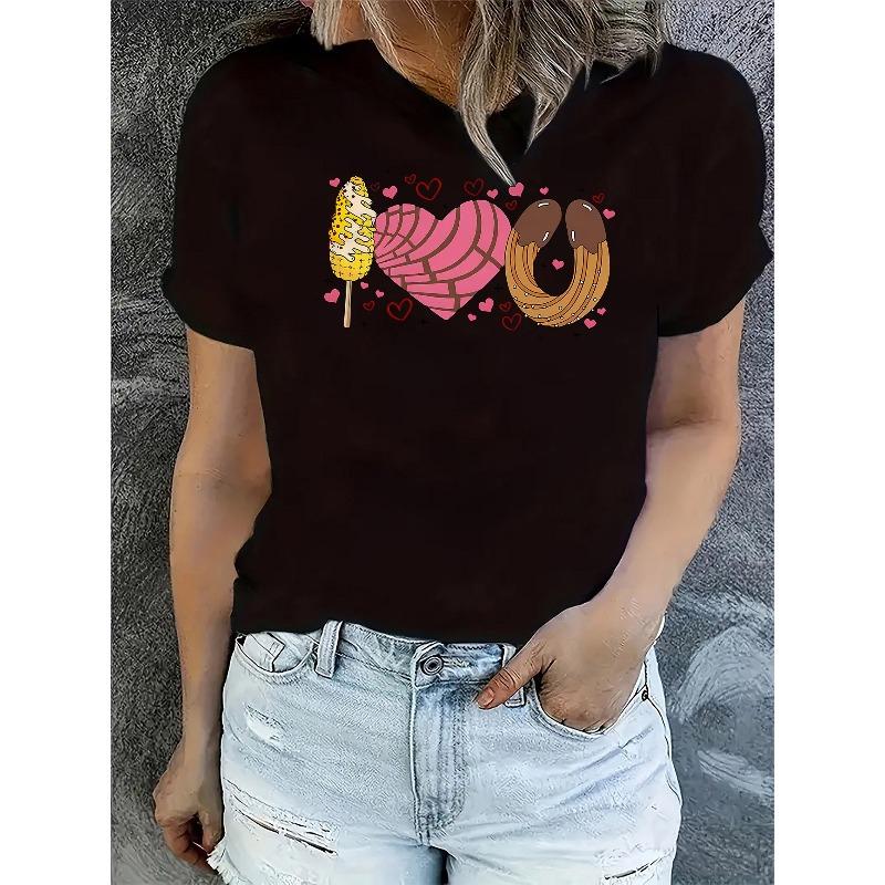 European sizes Creative Corn & Pretzel Heart Print Women S Casual Crew Neck Short Sleeve T-Shirt 4XL
European sizes Creative Corn & Pretzel Heart Print Women S Casual Crew Neck Short Sleeve T-Shirt 4XL