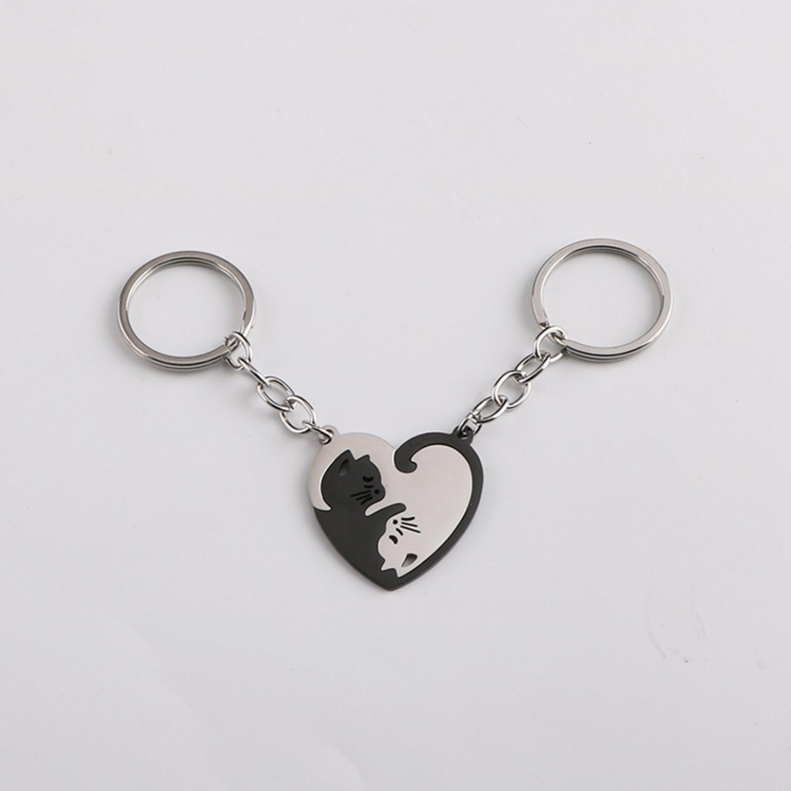 Stainless Steel Couple Keychain Set Heart Shape Interlocking Cat Design Yin Yang Pendant Keyrings for Daily Use and Gift One Size
Stainless Steel Couple Keychain Set Heart Shape Interlocking Cat Design Yin Yang Pendant Keyrings for Daily Use and Gift One Size