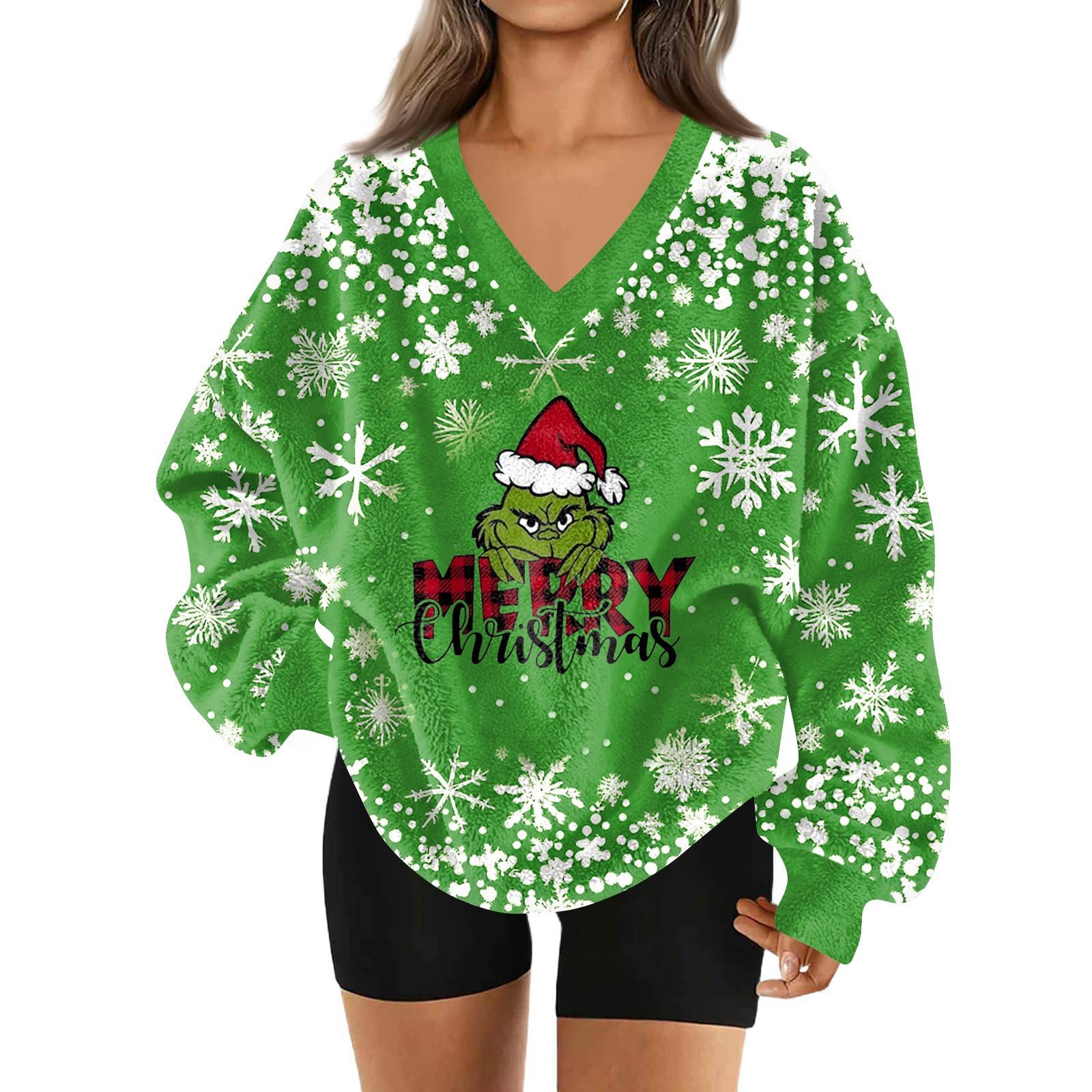 Женский модный пуловер с V-образным вырезом, рождественским принтом, длинным рукавом, повседневный, плюшевый, теплый, с карманом, толстовка, топ XL белый
Женский модный пуловер с V-образным вырезом, рождественским принтом, длинным рукавом, повседневный, плюшевый, теплый, с карманом, толстовка, топ XL белый