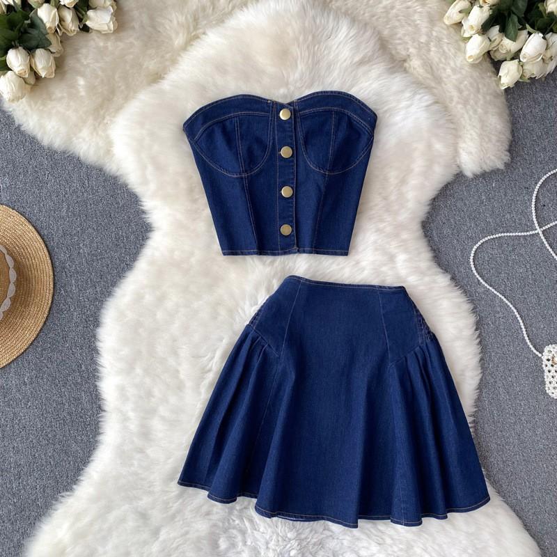 Women s strapless suit dress, women s summer short denim strapless vest S
Women s strapless suit dress, women s summer short denim strapless vest S