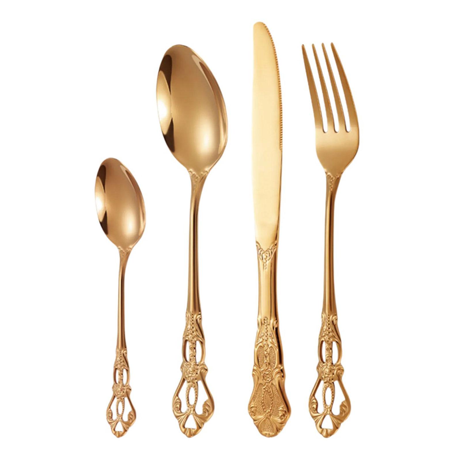 Elegant Palace Style 4 Piece Cutlery Set for Mirror Polished Stainless Steel Flatware with Knife Fork Spoon рожевий колір золота
Elegant Palace Style 4 Piece Cutlery Set for Mirror Polished Stainless Steel Flatware with Knife Fork Spoon рожевий колір золота