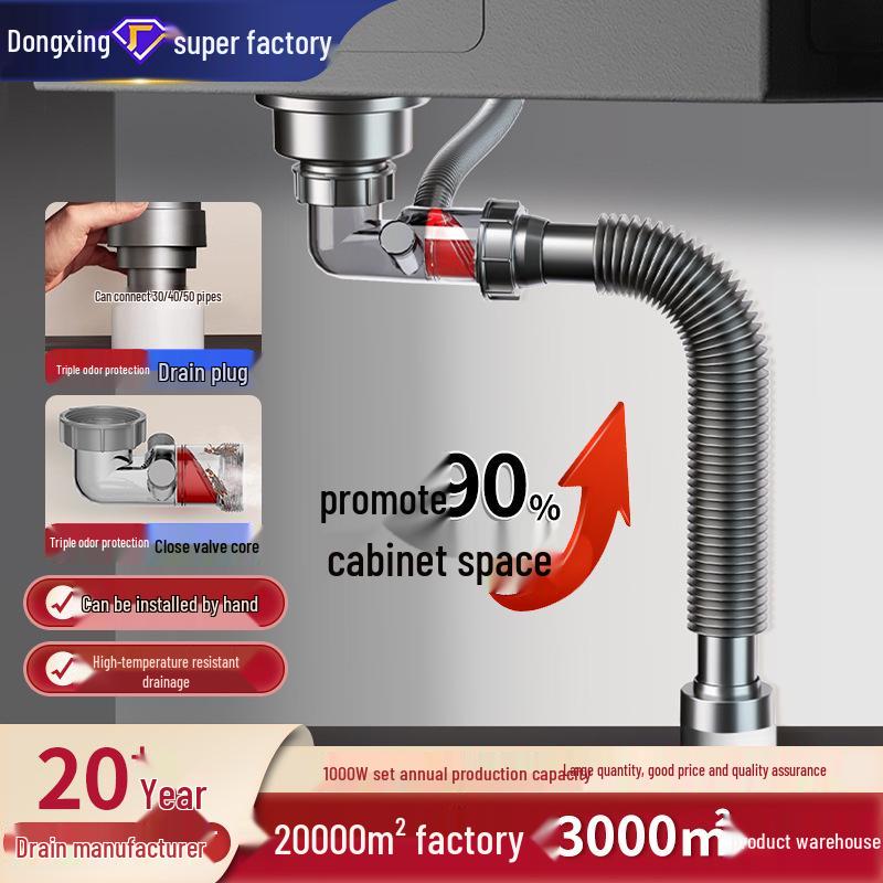 304 Stainless Steel Leak-Proof Sink Drain Pipe with Double Overflow & Anti-Odor Features Sealed Short Cup 110/201
304 Stainless Steel Leak-Proof Sink Drain Pipe with Double Overflow & Anti-Odor Features Sealed Short Cup 110/201